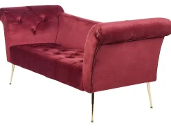 Chaiselong NANTILLY Velour Mørkerød