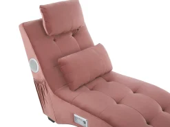 Chaiselong SIMORRE Velour Pastellrosa Med indbygget Bluetooth-højttaler