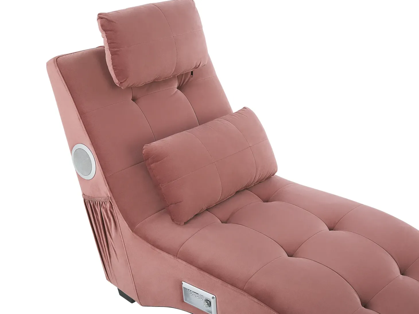 Chaiselong SIMORRE Velour Pastellrosa Med indbygget Bluetooth-højttaler
