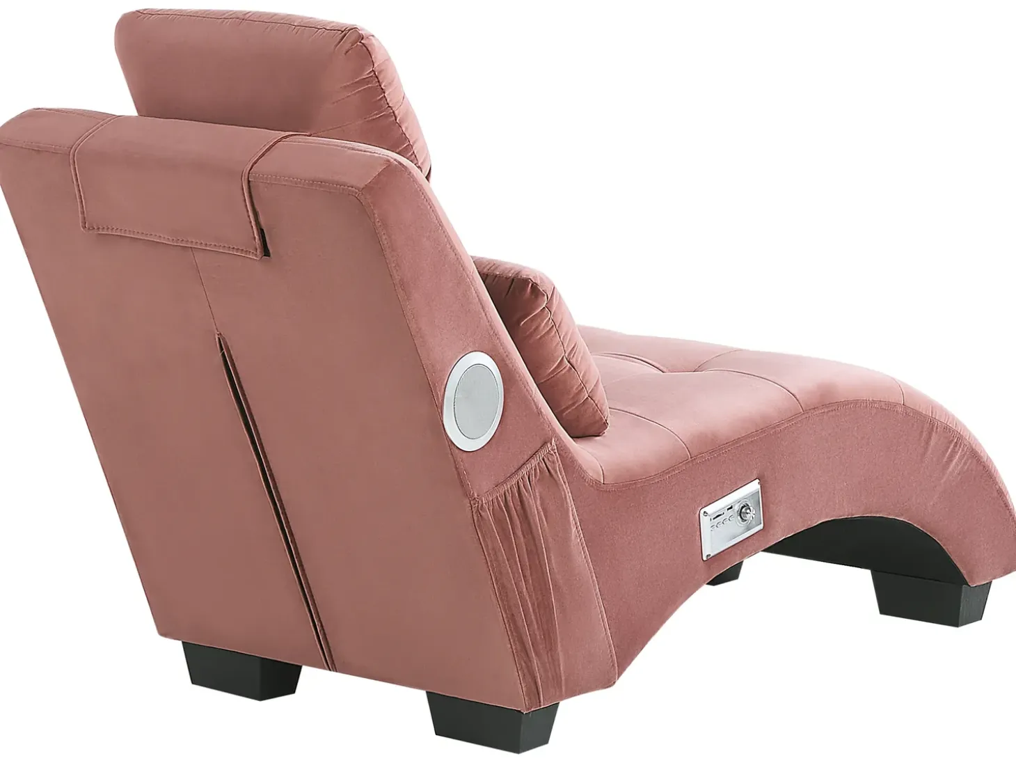 Chaiselong SIMORRE Velour Pastellrosa Med indbygget Bluetooth-højttaler