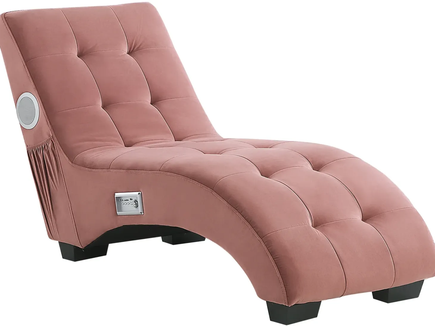 Chaiselong SIMORRE Velour Pastellrosa Med indbygget Bluetooth-højttaler