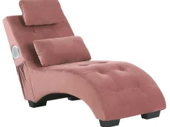 Chaiselong SIMORRE Velour Pastellrosa Med indbygget Bluetooth-højttaler