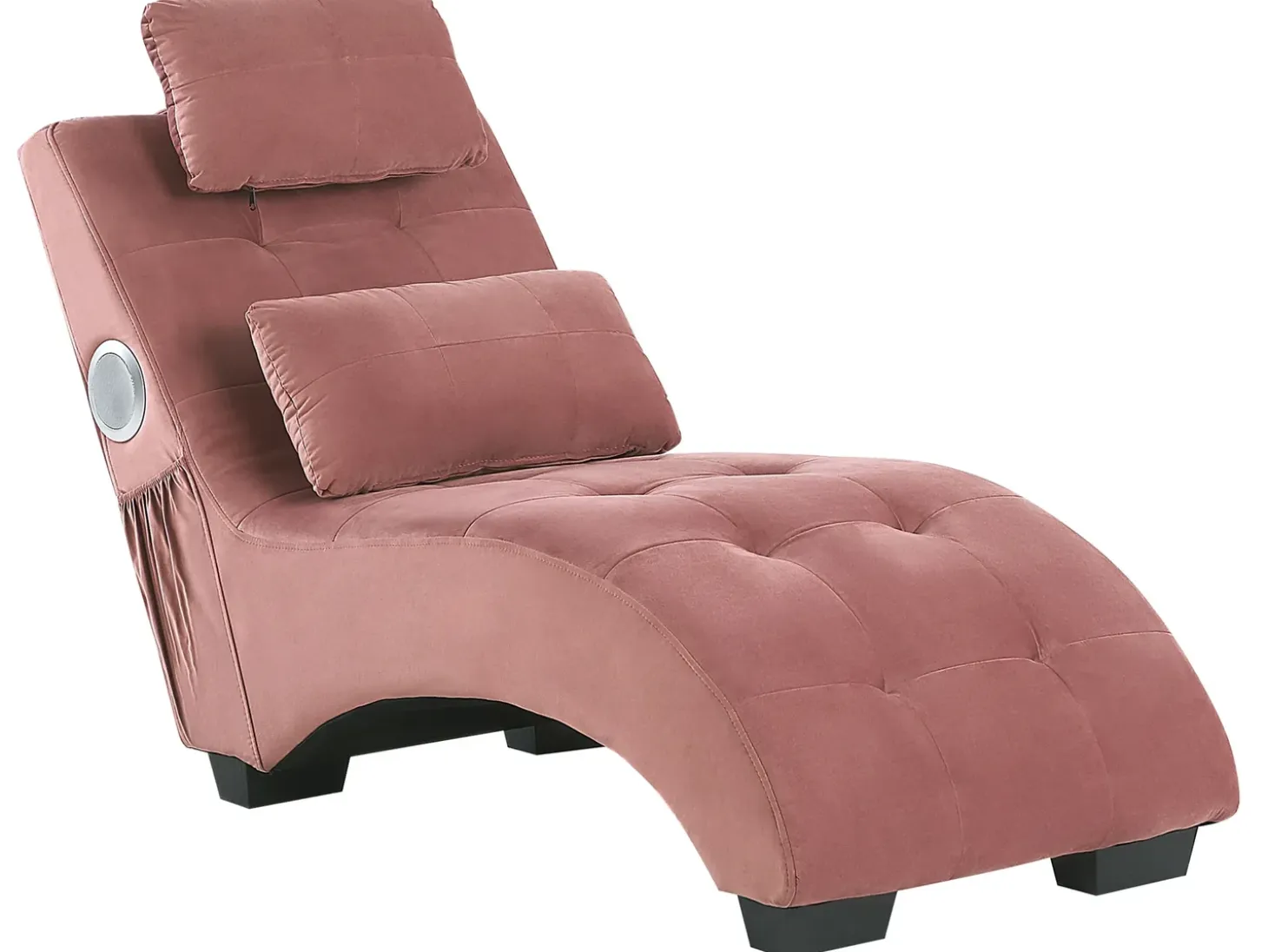 Chaiselong SIMORRE Velour Pastellrosa Med indbygget Bluetooth-højttaler