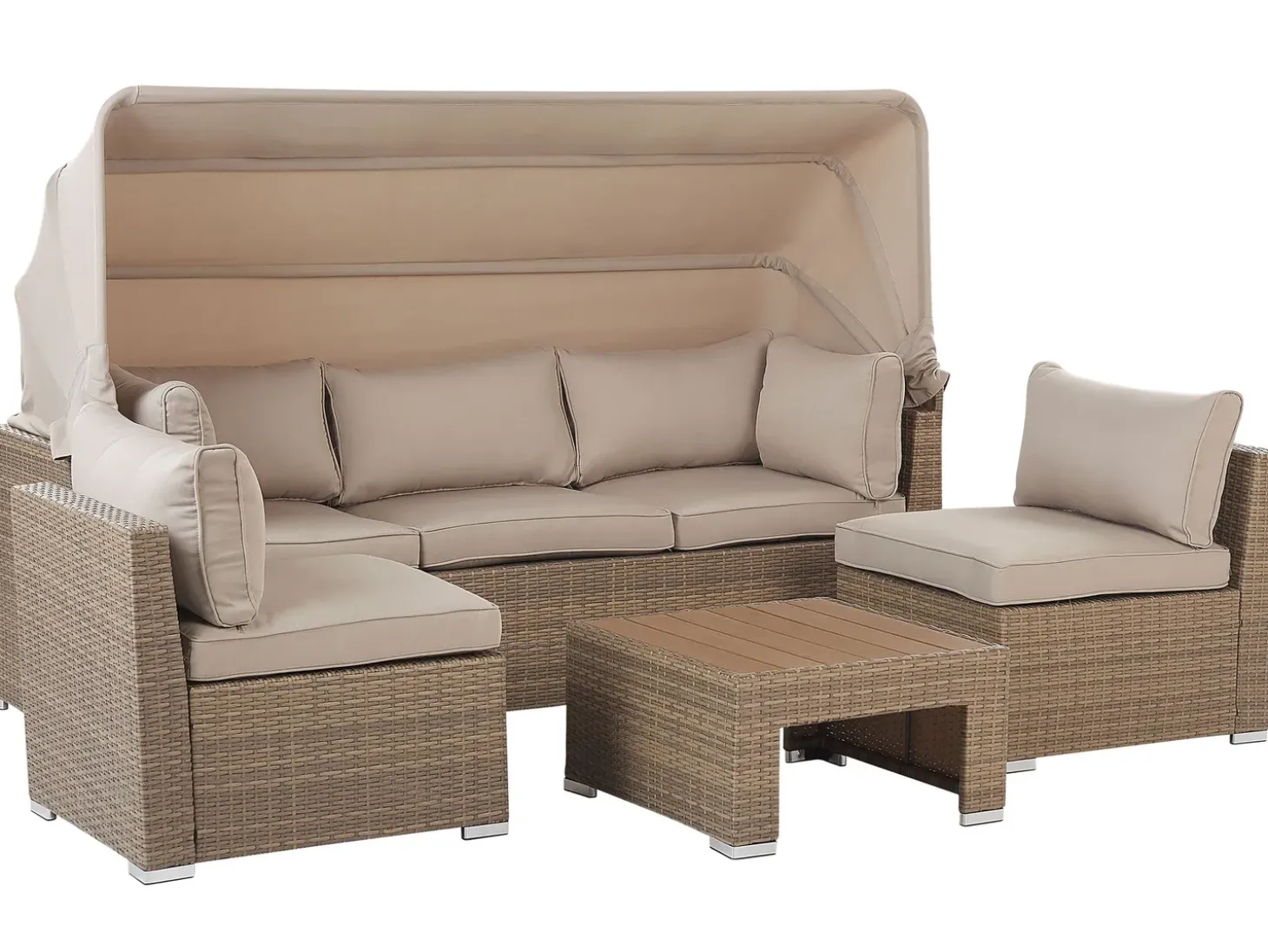 COCCOLIA 5 personers Loungesæt med bord Beige PE-rattan
