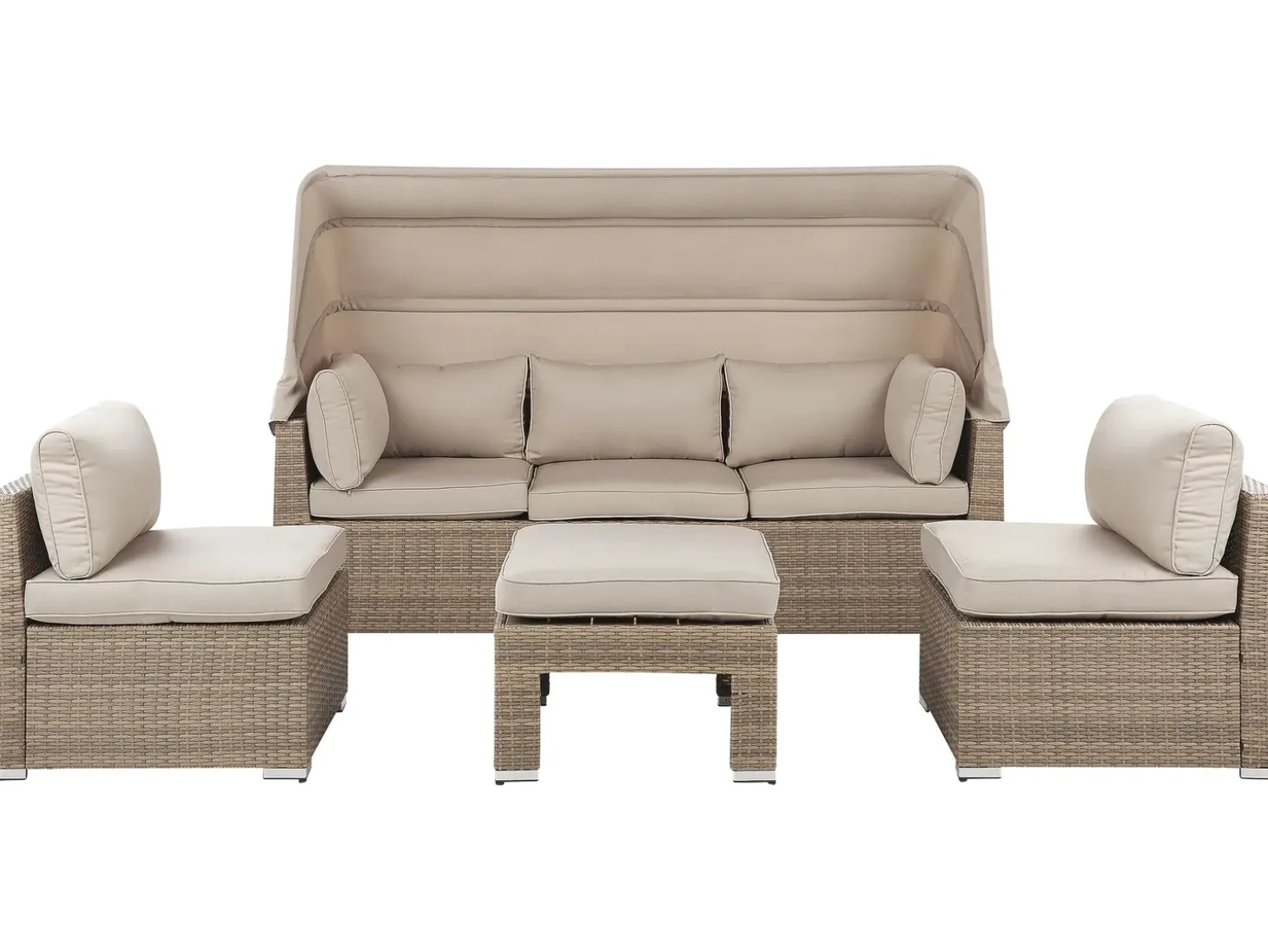 COCCOLIA 5 personers Loungesæt med bord Beige PE-rattan