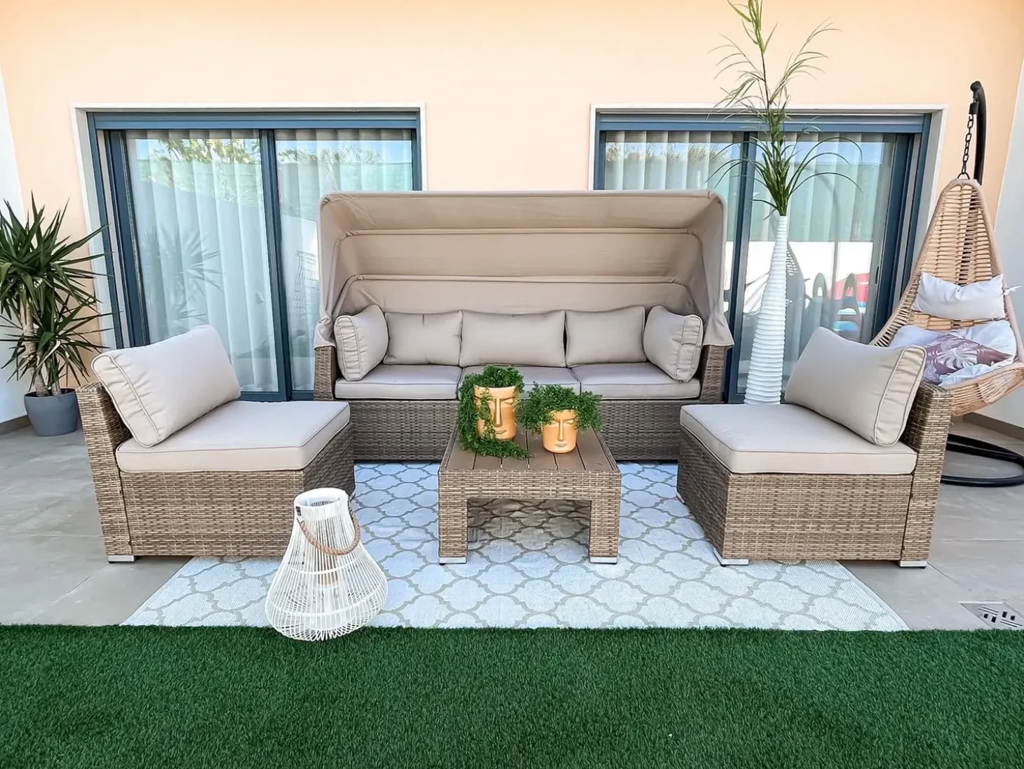 COCCOLIA 5 personers Loungesæt med bord Beige PE-rattan