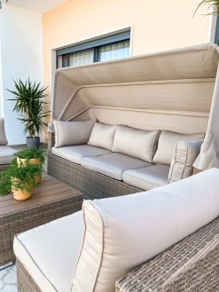 COCCOLIA 5 personers Loungesæt med bord Beige PE-rattan