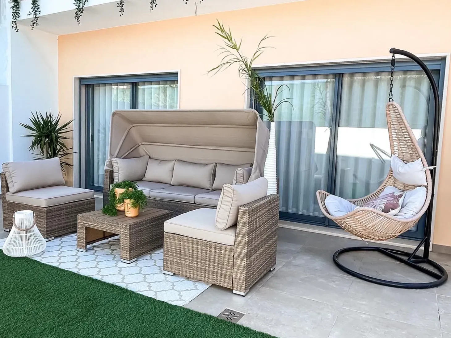 COCCOLIA 5 personers Loungesæt med bord Beige PE-rattan