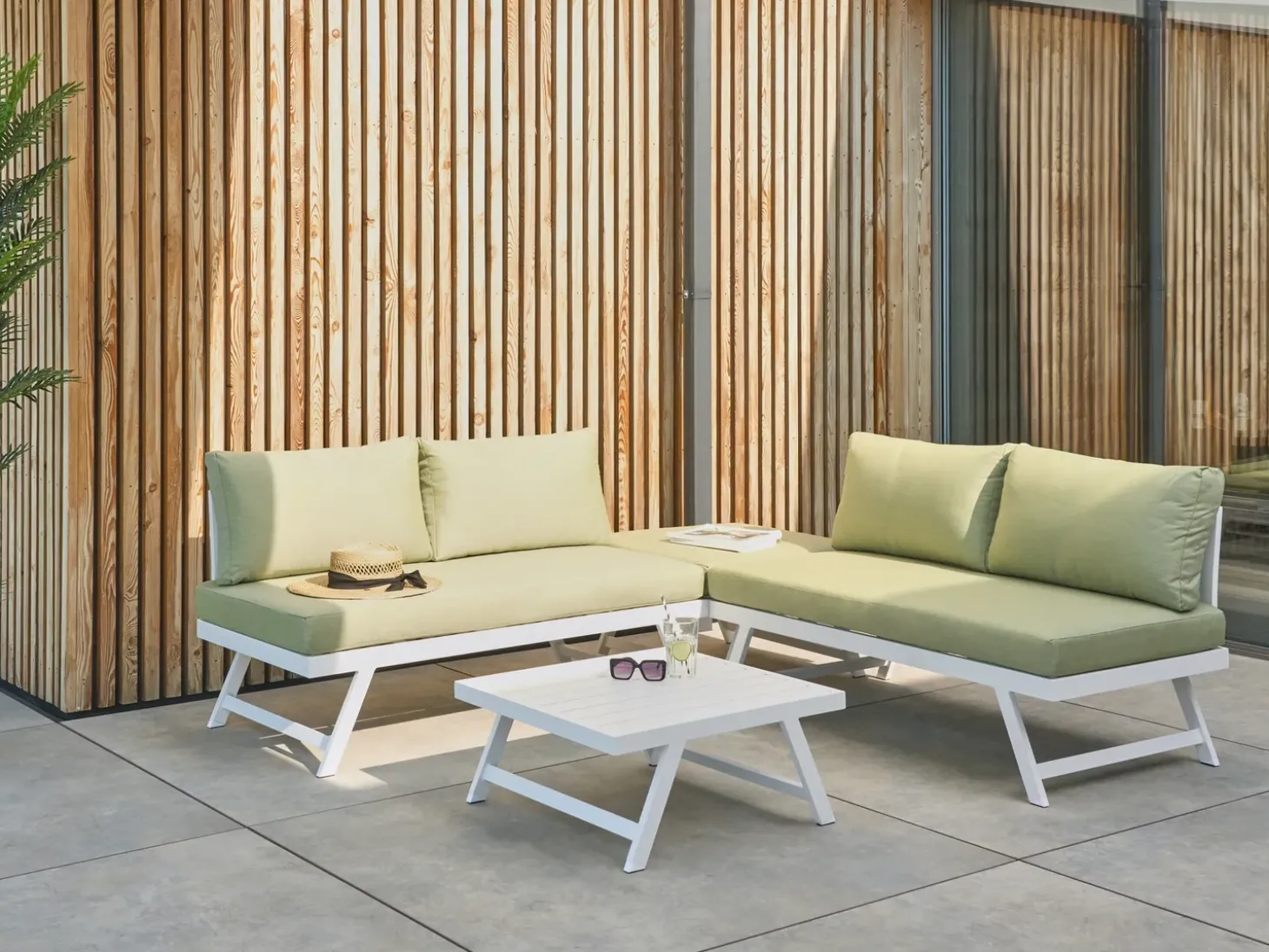 COCCORINO 5 personers Have-hjørnesofasæt Grøn Metal