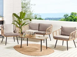 CORINTH II 4 personers Loungesæt med bord Naturlig PE-rattan