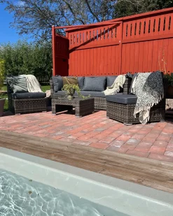 CORTE 6 personers Loungesæt med bord Mørkebrun PE-rattan