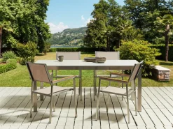 COSOLETO/GROSSETO 4 personers Havemøbelsæt Hvid/beige Hærdet glas Marmor effekt