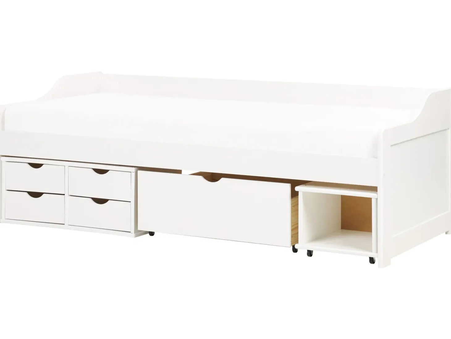 Daybed med opbevaring Fyretræ ROYVILLE 90 x 200 cm Hvid