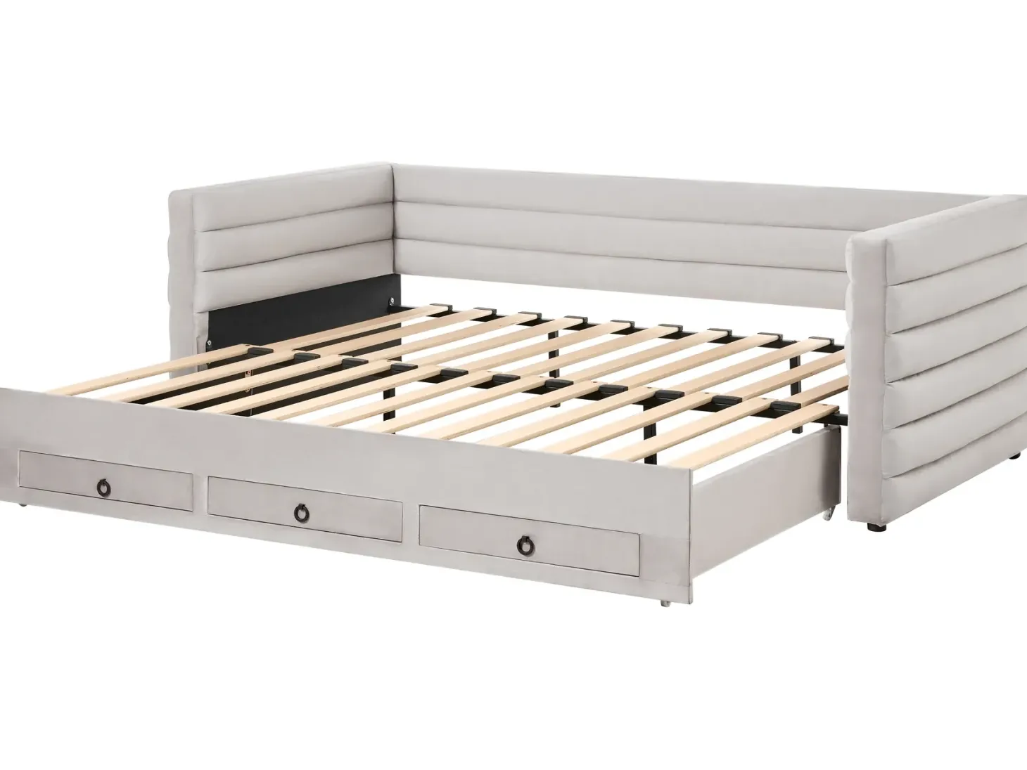 Daybed med opbevaring Velour MEUDON 90 x 200 cm Grå