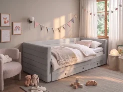 Daybed med opbevaring Velour MEUDON 90 x 200 cm Grå