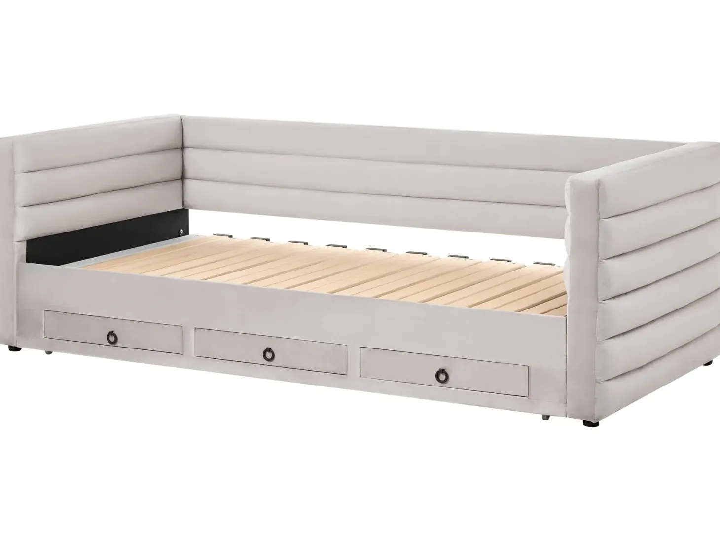 Daybed med opbevaring Velour MEUDON 90 x 200 cm Grå