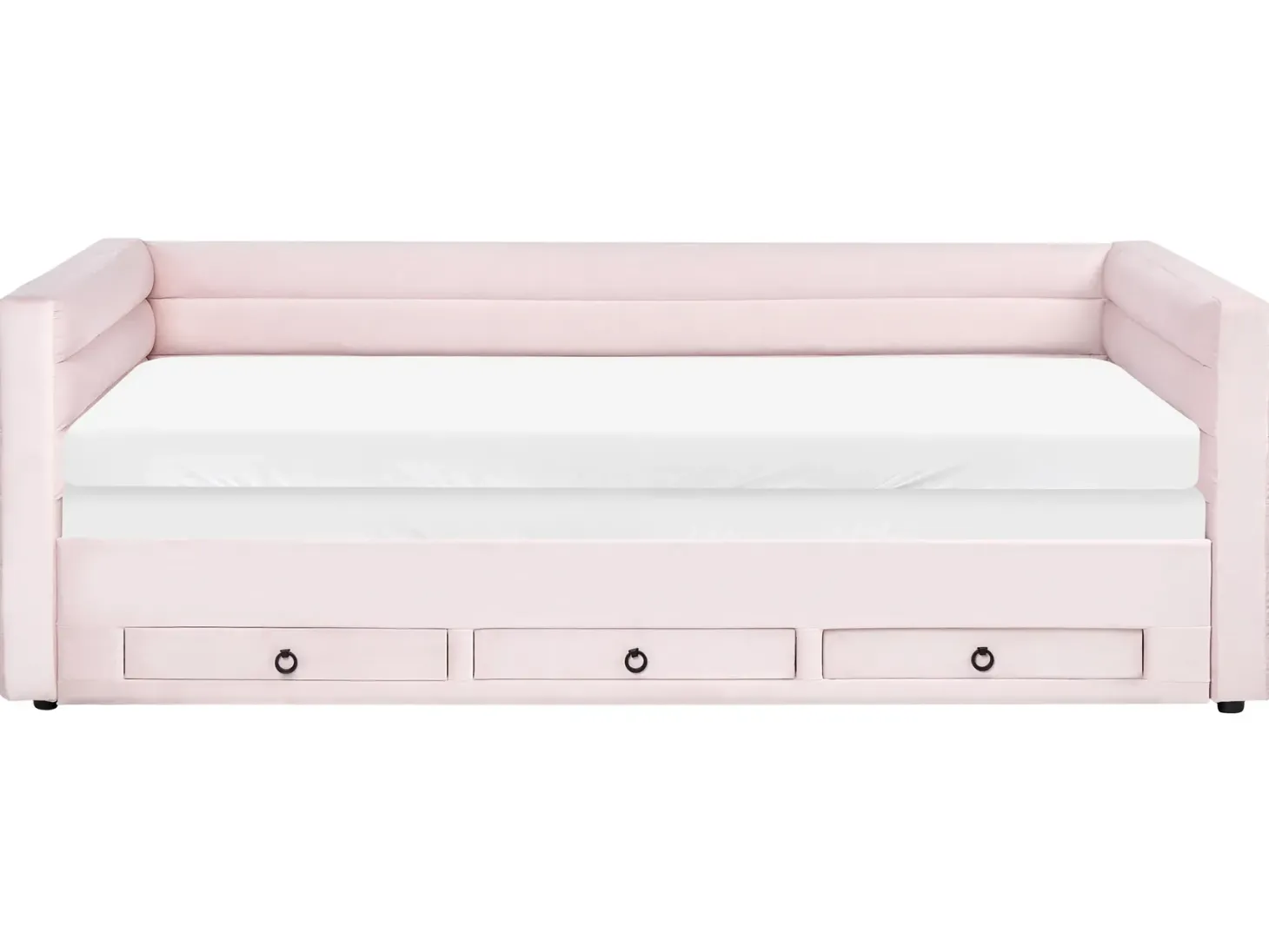 Daybed med opbevaring Velour MEUDON 90 x 200 cm Pastellrosa
