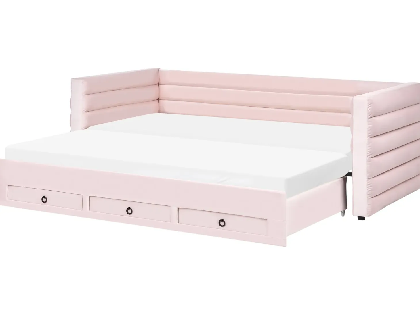 Daybed med opbevaring Velour MEUDON 90 x 200 cm Pastellrosa