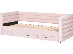 Daybed med opbevaring Velour MEUDON 90 x 200 cm Pastellrosa