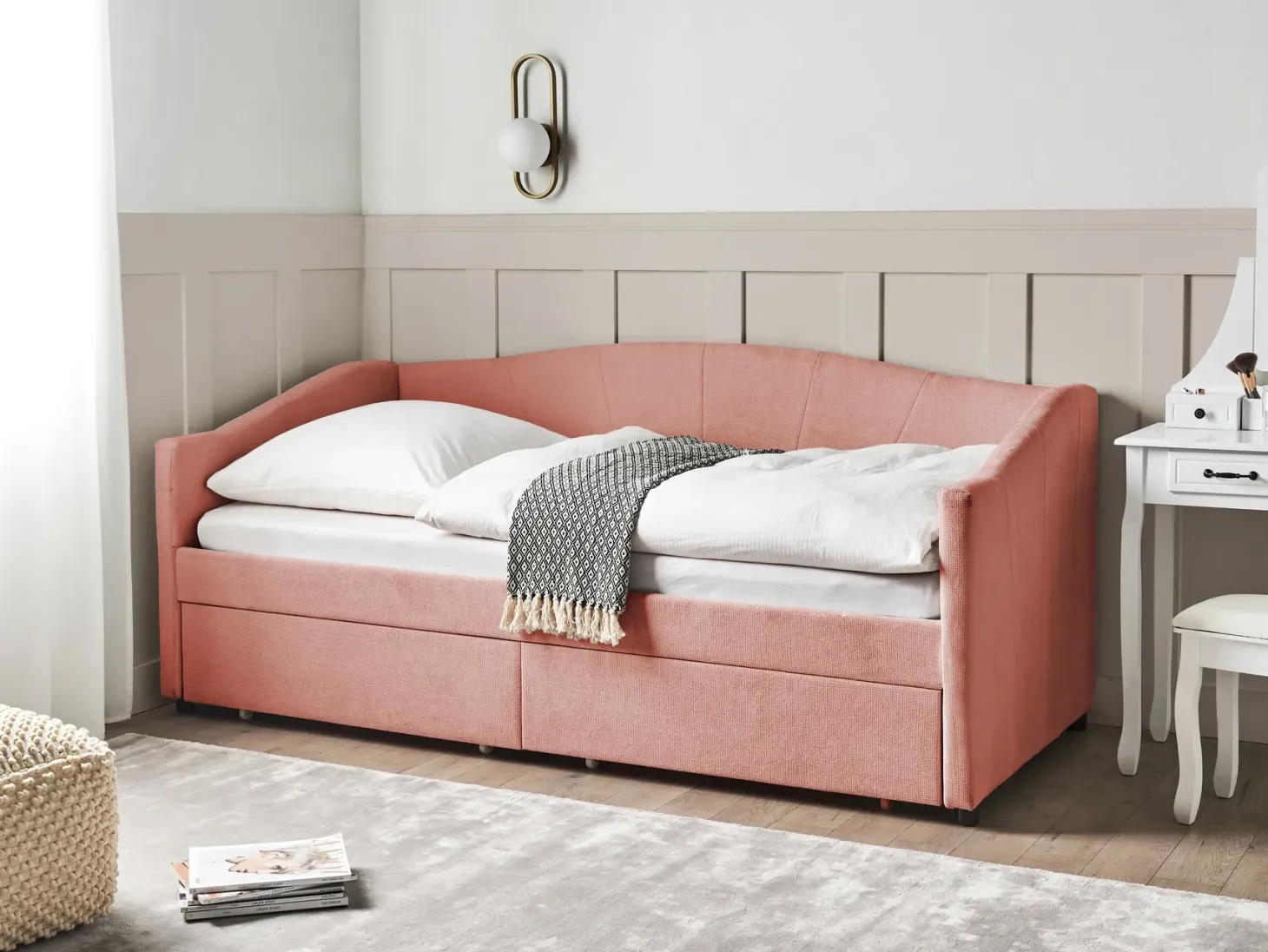 Daybed med opbevaring VITTEL 90 x 200 cm Lyserød