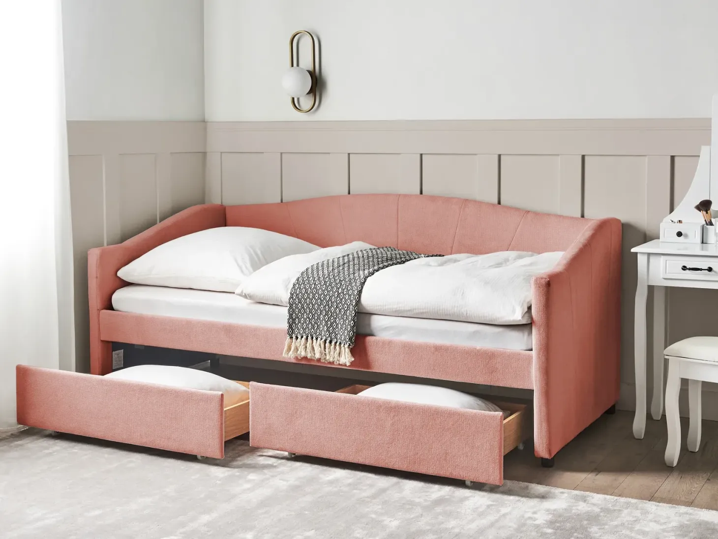 Daybed med opbevaring VITTEL 90 x 200 cm Lyserød