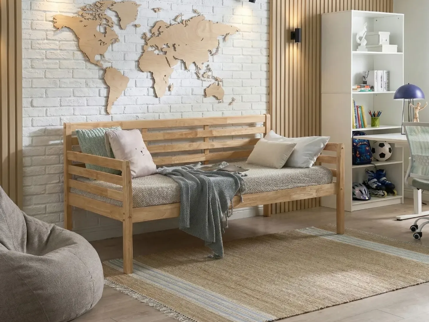 Daybed Træ THEZA 90 x 200 cm Naturlig