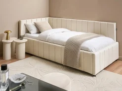 Daybed Velour LISIEUX 90 x 200 cm Cremehvid