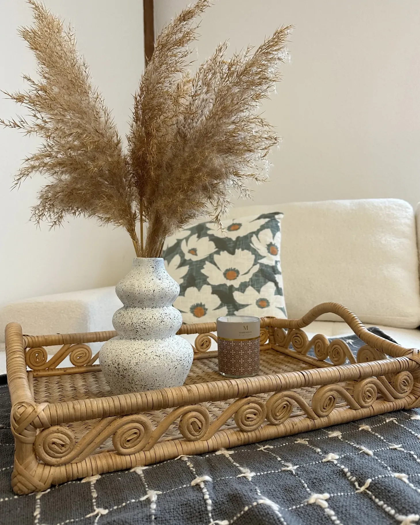 Dekorativ bakke CALAYAN Rattan Beige