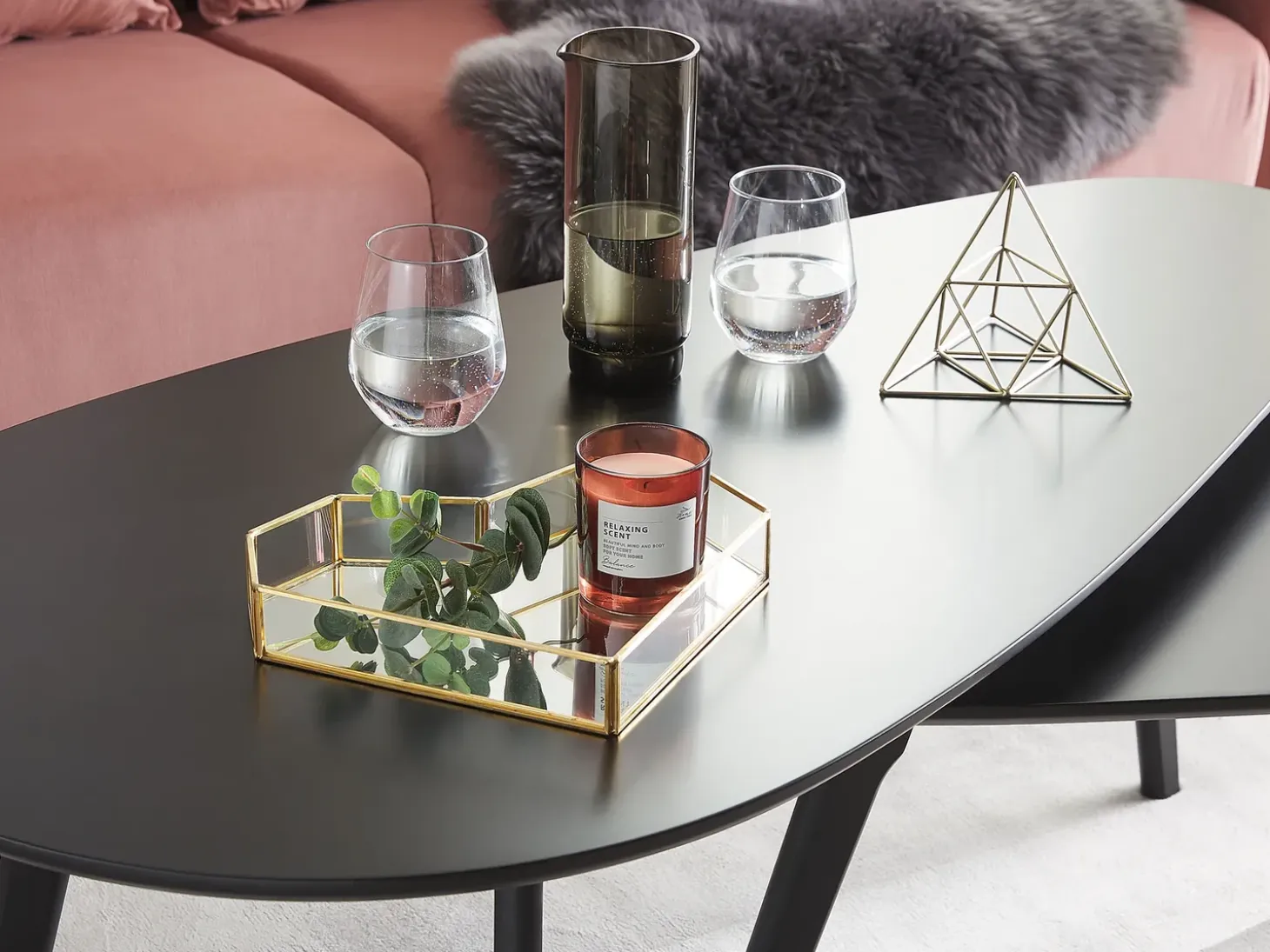 Dekorativ bakke Hjerte PONTIVY Glas Guld