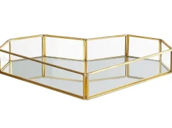 Dekorativ bakke Hjerte PONTIVY Glas Guld