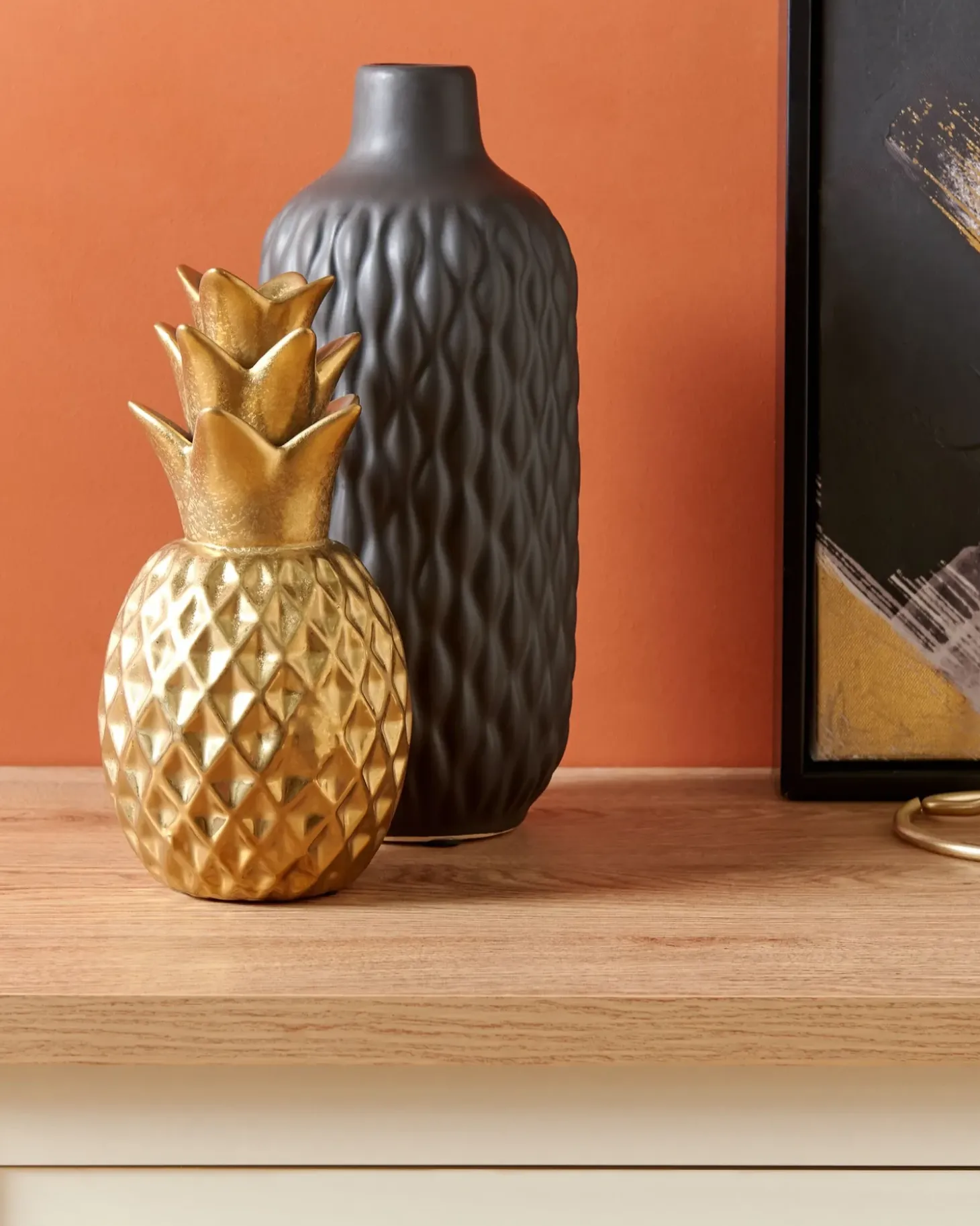 Dekorativ figur Ananas TYANA Keramik Guld