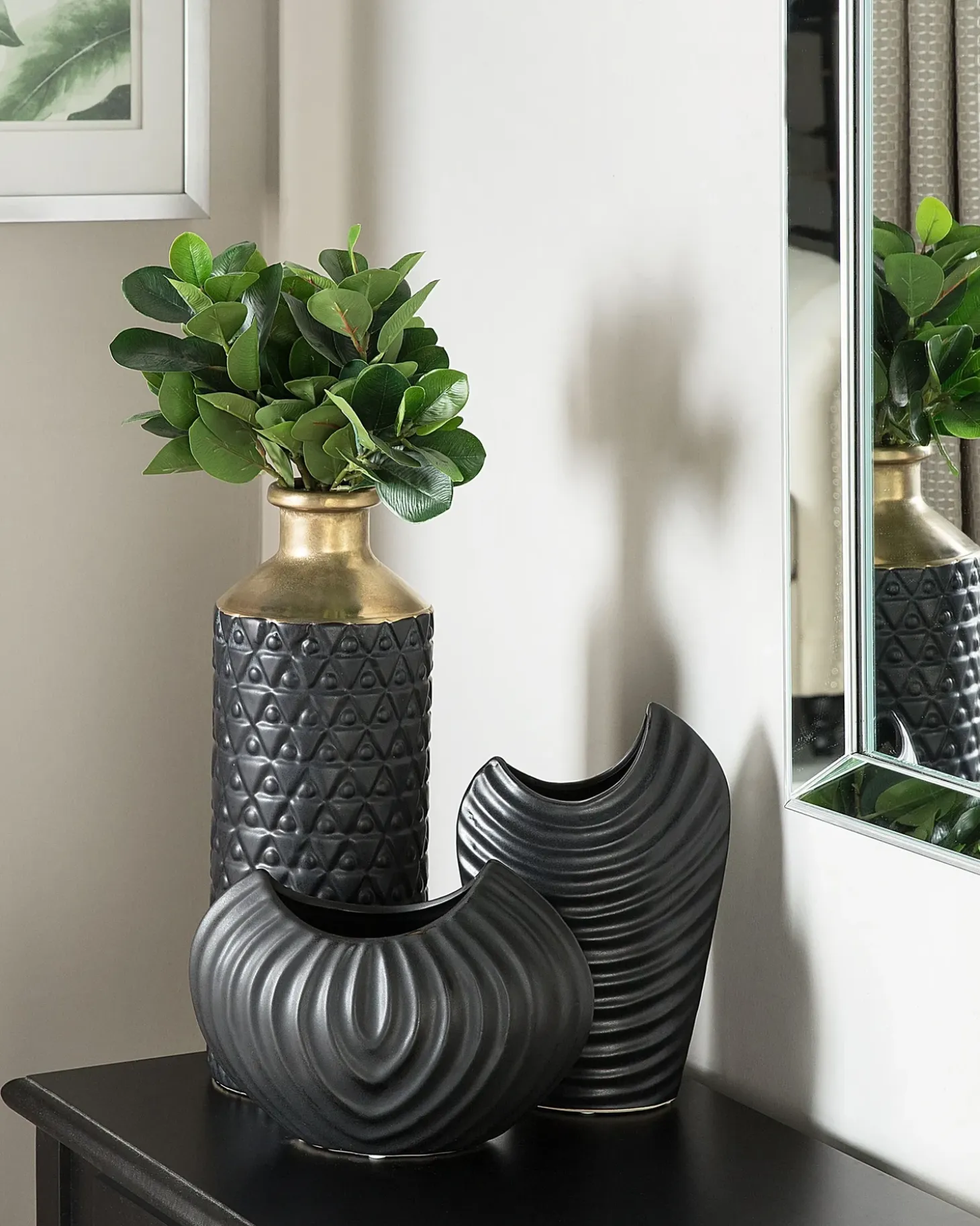 Dekovase ARSIN Stentøj 39 cm Sort