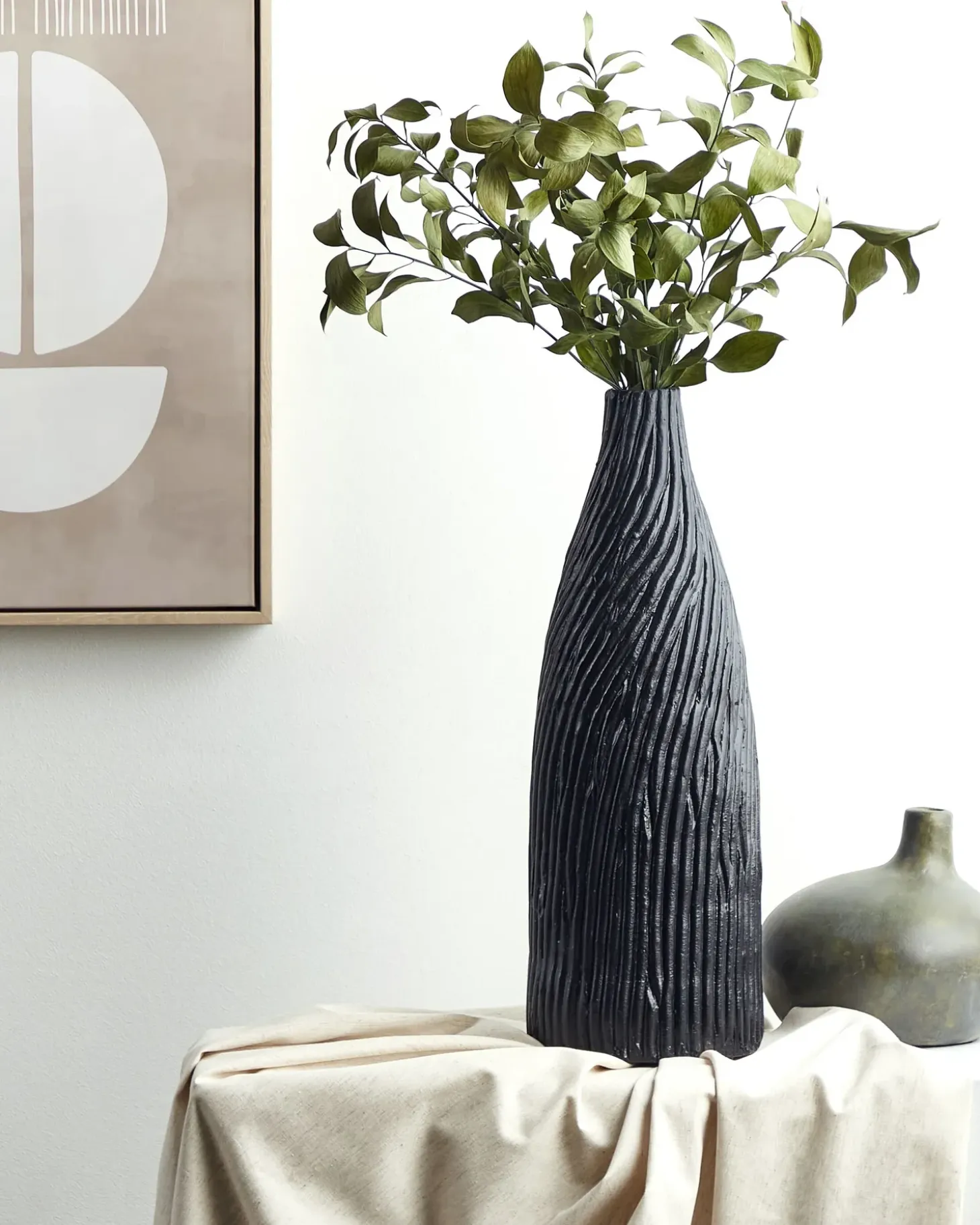 Dekovase FLORENTIA Keramik 50 cm Sort