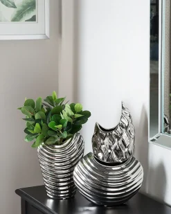 Dekovase HALUZA Stentøj 35 cm Sølv