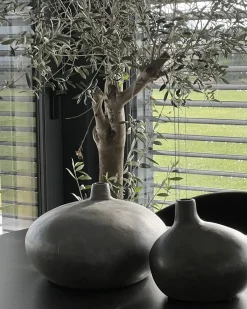Dekovase KLANG Keramik 18 cm Grå