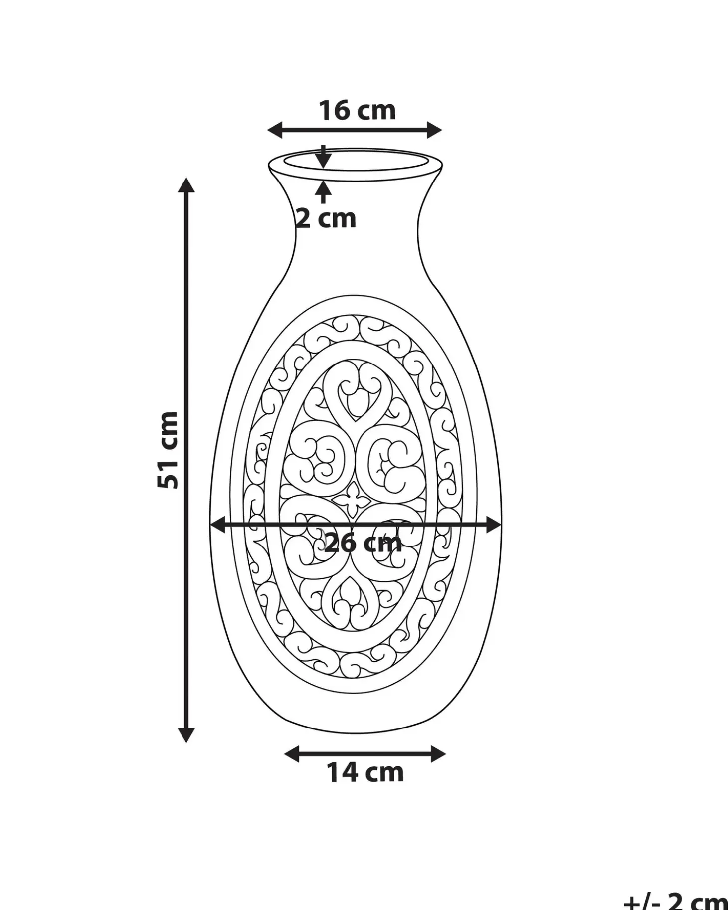 Dekovase MEGARA Keramik 51 cm Grå