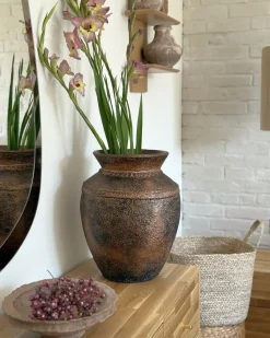 Dekovase PUCHONG Keramik 40 cm Kobber