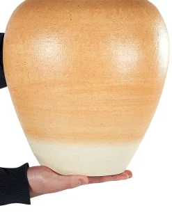 Dekovase SKIONE Keramik 34 cm Lysebrun