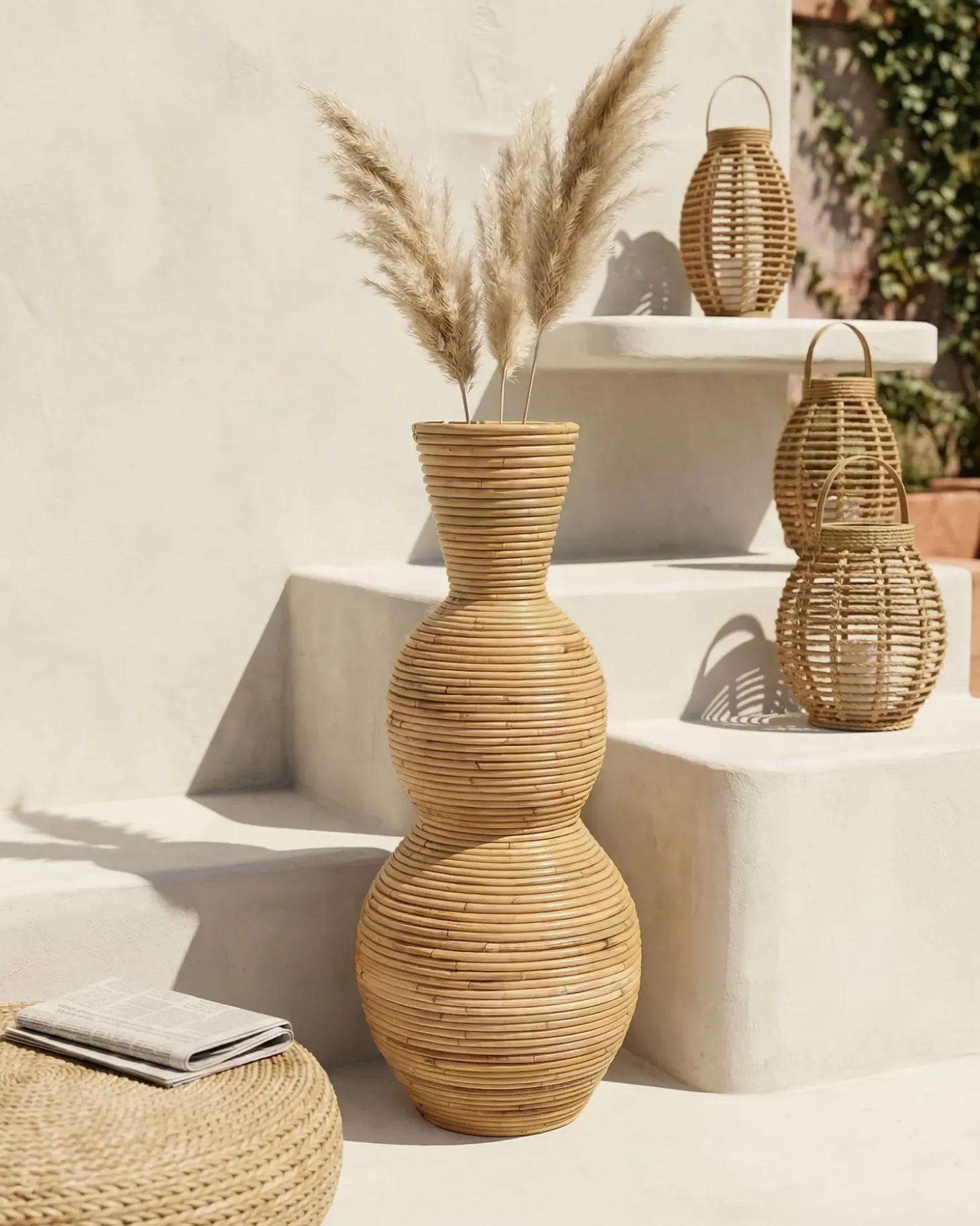 Dekovase SYMI Rattan 70 cm Naturlig