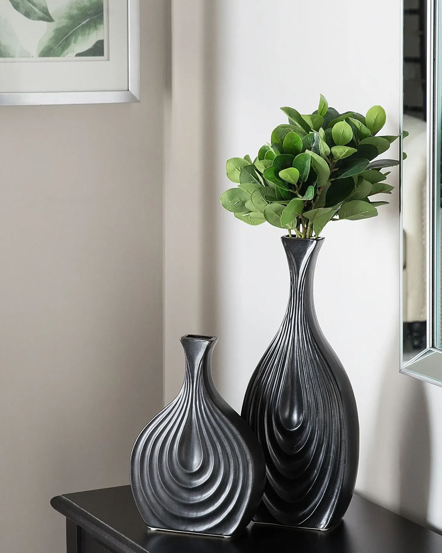 Dekovase THAPSUS Keramik 39 cm Sort