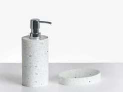 5-dele badeværelsessæt PERENE Hvid terrazzo