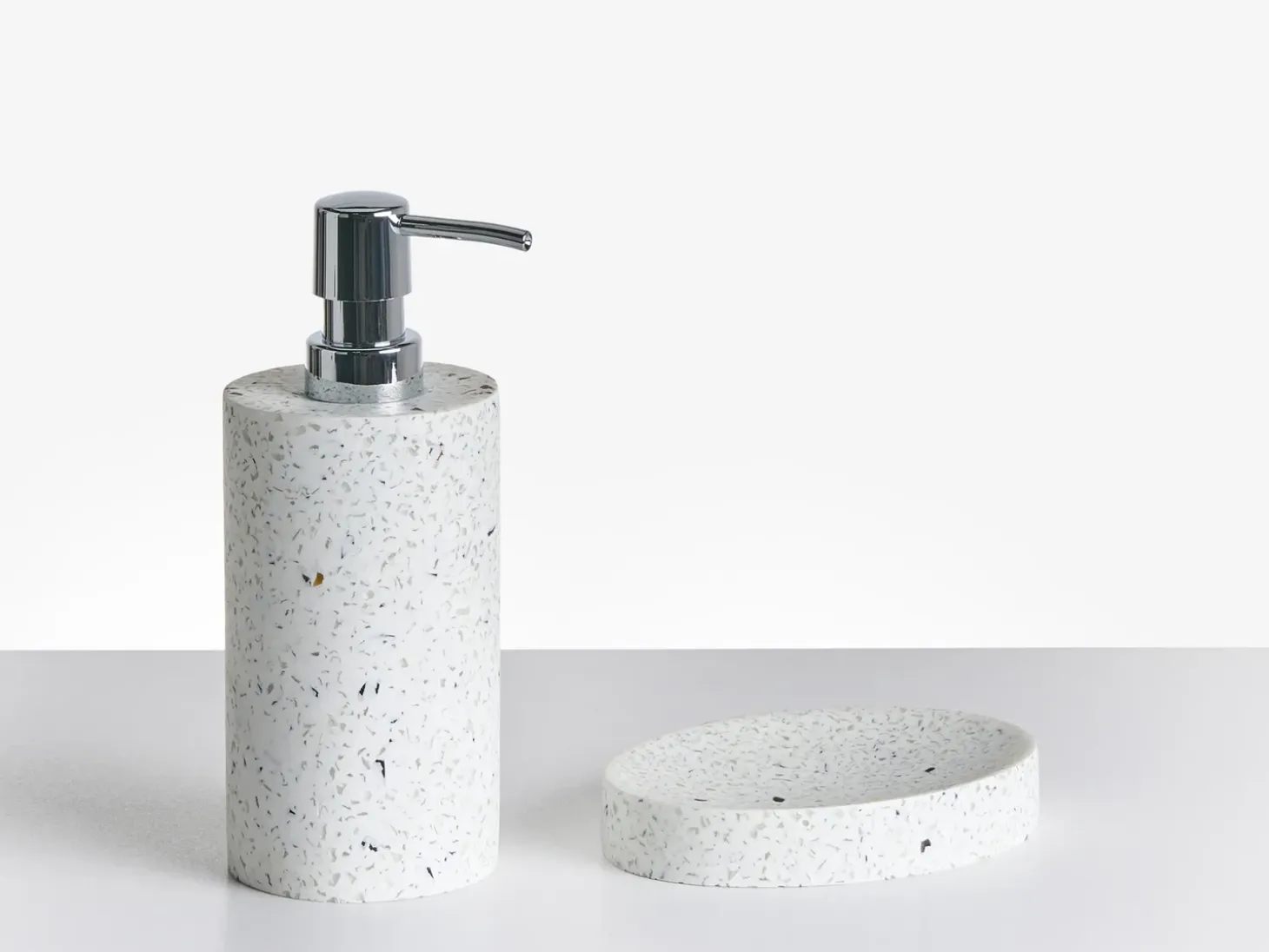 5-dele badeværelsessæt PERENE Hvid terrazzo