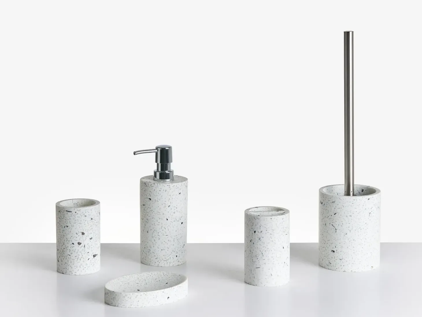5-dele badeværelsessæt PERENE Hvid terrazzo
