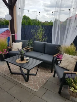 DELIA 4 personers Loungesæt med bord Grå Metal