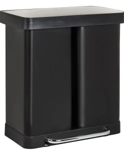 Dobbelt affaldsbeholder med pedal 60 L ECOSORT Metal Sort