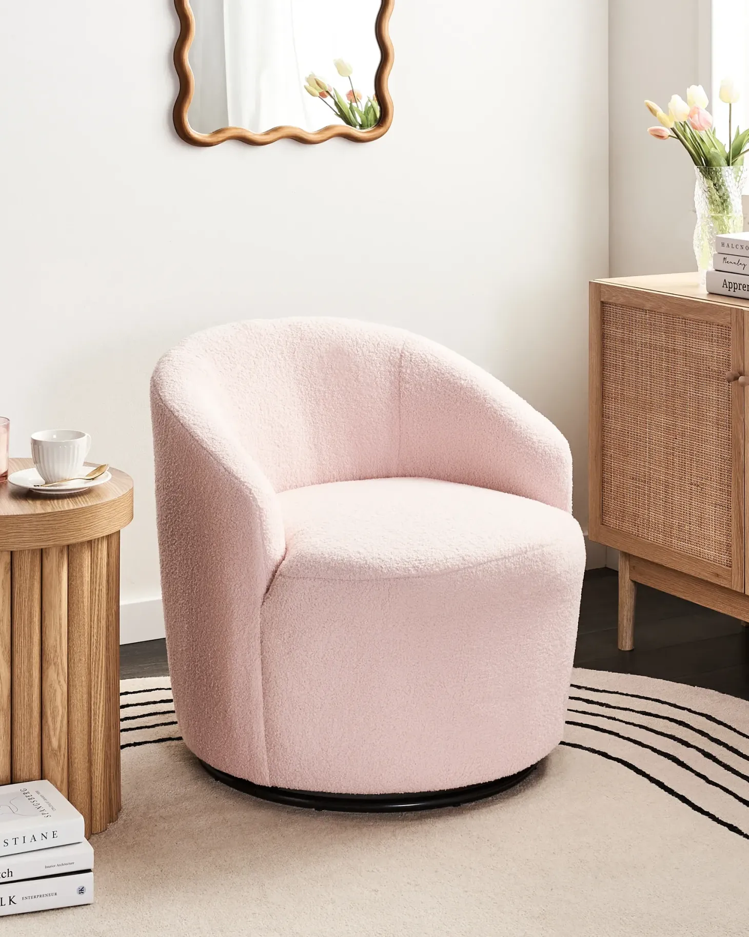 Dreje stol DAVIK Boucle Pastellrosa