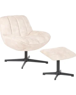 Dreje stol LIA med fodskammel Velour Beige