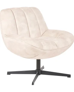 Dreje stol LIA med fodskammel Velour Beige
