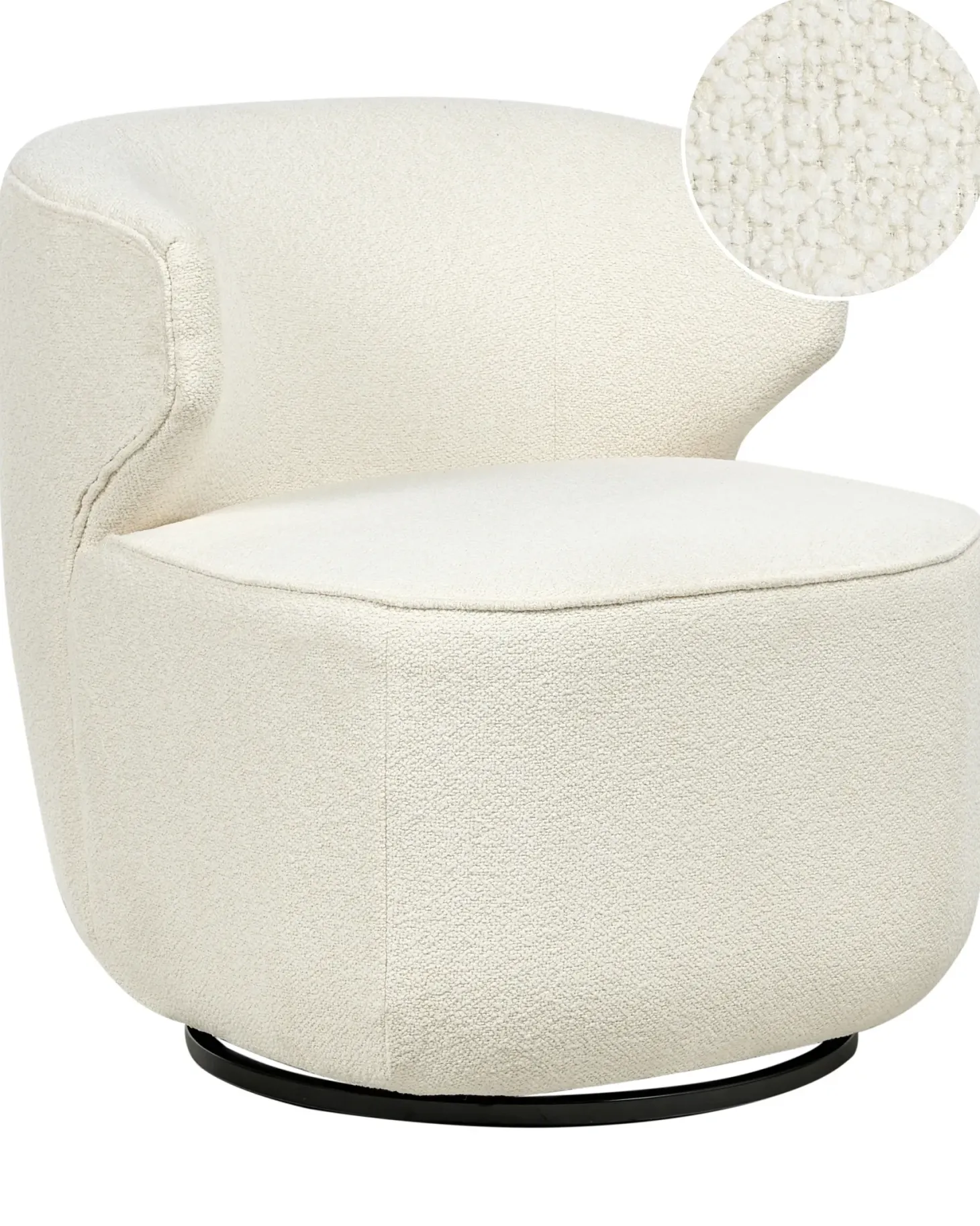 Dreje stol MOLLEBY Boucle Cremehvid
