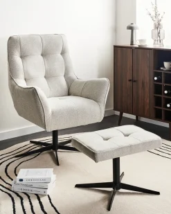 Dreje stol MOLLE II med fodskammel Lys Beige